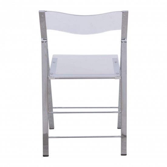 LeisureMod Menno Modern Acrylic Folding Chair, Set of 4, Clear, MF15CL4