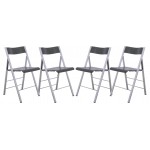 Menno Modern Acrylic Folding Chair, Set of 4, Transparent Black, MF15TBL4