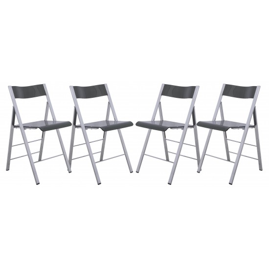 Menno Modern Acrylic Folding Chair, Set of 4, Transparent Black, MF15TBL4