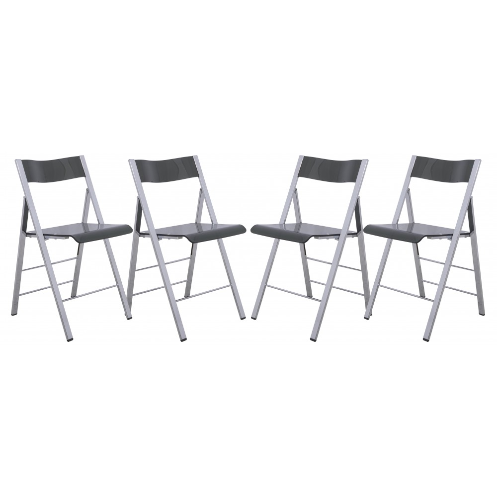 Menno Modern Acrylic Folding Chair, Set of 4, Transparent Black, MF15TBL4