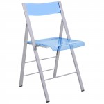 LeisureMod Menno Modern Acrylic Folding Chair, Blue, MF15TBU