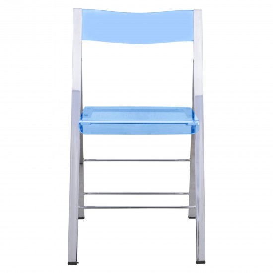 LeisureMod Menno Modern Acrylic Folding Chair, Set of 2, Blue, MF15TBU2