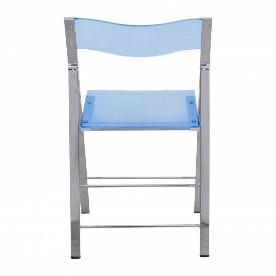 LeisureMod Menno Modern Acrylic Folding Chair, Set of 2, Blue, MF15TBU2