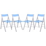 LeisureMod Menno Modern Acrylic Folding Chair, Set of 4, Blue, MF15TBU4