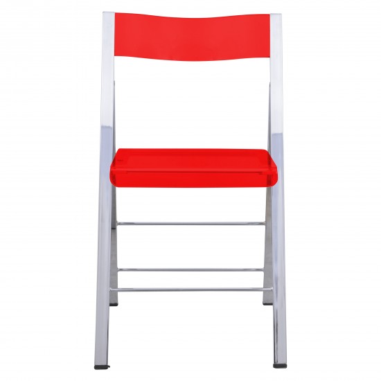 LeisureMod Menno Modern Acrylic Folding Chair, Set of 2, Red, MF15TR2