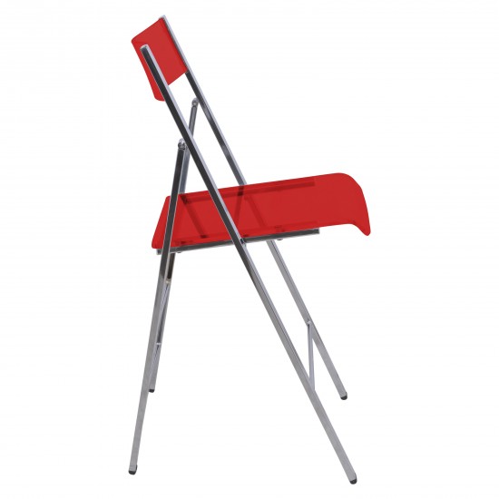 LeisureMod Menno Modern Acrylic Folding Chair, Set of 2, Red, MF15TR2