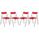 LeisureMod Menno Modern Acrylic Folding Chair, Set of 4, Red, MF15TR4