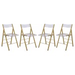 Menno Modern Acrylic Gold Base Folding Chair, Set of 4, Clear, MFG15CL4