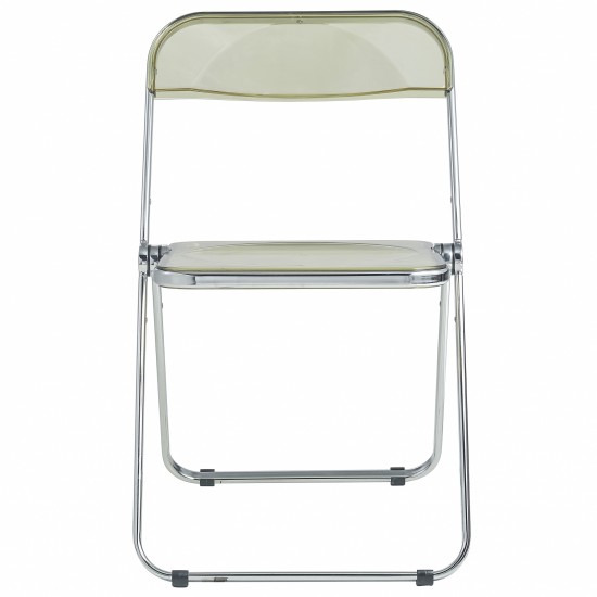 LeisureMod Lawrence Acrylic Folding Chair With Metal Frame, Amber, LF19A