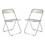 Lawrence Acrylic Folding Chair With Metal Frame, Set of 2, Amber, LF19A2