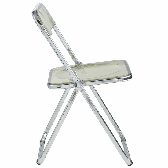 Lawrence Acrylic Folding Chair With Metal Frame, Set of 2, Amber, LF19A2