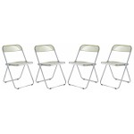 Lawrence Acrylic Folding Chair With Metal Frame, Set of 4, Amber, LF19A4