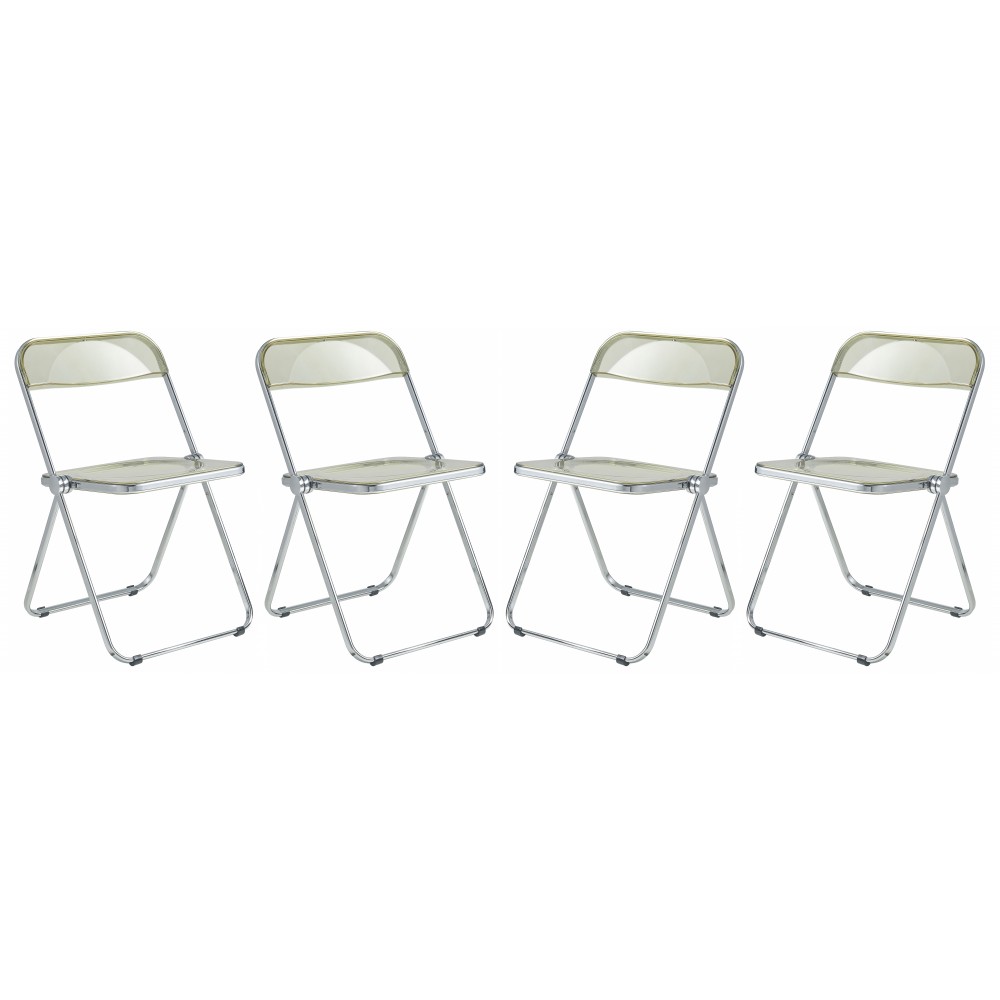 Lawrence Acrylic Folding Chair With Metal Frame, Set of 4, Amber, LF19A4 Lawrence Acrylic Folding Chair With Metal Frame, Set of 4, Amber, LF19A4