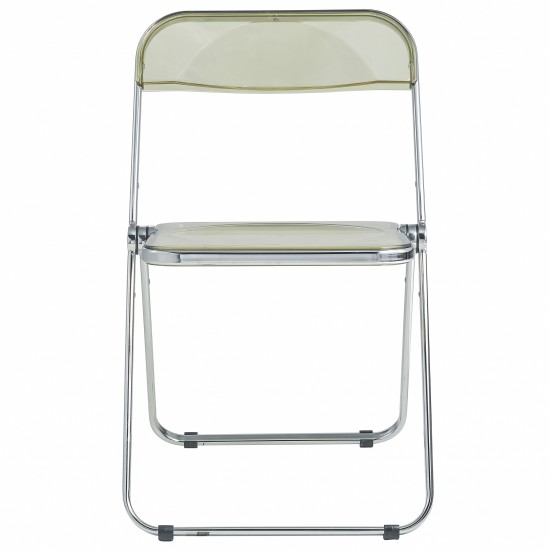 Lawrence Acrylic Folding Chair With Metal Frame, Set of 4, Amber, LF19A4
