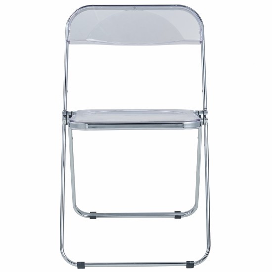 LeisureMod Lawrence Acrylic Folding Chair With Metal Frame, Clear, LF19CL