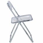 LeisureMod Lawrence Acrylic Folding Chair With Metal Frame, Clear, LF19CL