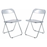 Lawrence Acrylic Folding Chair With Metal Frame, Set of 2, Clear, LF19CL2