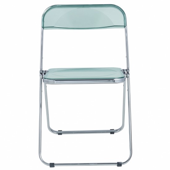 LeisureMod Lawrence Acrylic Folding Chair With Metal Frame, Jade Green, LF19G