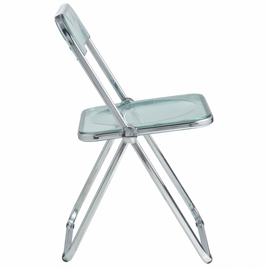 LeisureMod Lawrence Acrylic Folding Chair With Metal Frame, Jade Green, LF19G