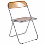 LeisureMod Lawrence Acrylic Folding Chair With Metal Frame, Tangerine, LF19OR