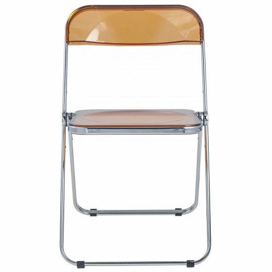 LeisureMod Lawrence Acrylic Folding Chair With Metal Frame, Tangerine, LF19OR