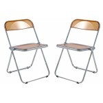 Lawrence Acrylic Folding Chair With Metal Frame, Set of 2, Tangerine, LF19OR2