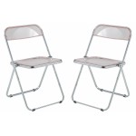 Lawrence Acrylic Folding Chair With Metal Frame, Set of 2, Rose Pink, LF19PK2