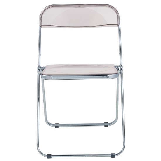 Lawrence Acrylic Folding Chair With Metal Frame, Set of 2, Rose Pink, LF19PK2