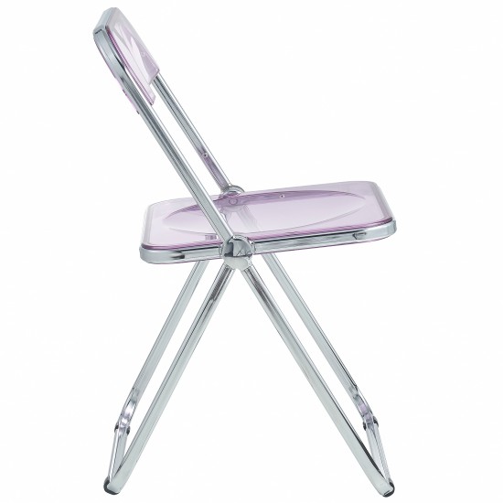 Lawrence Acrylic Folding Chair With Metal Frame, Set of 2, Magenta, LF19PU2