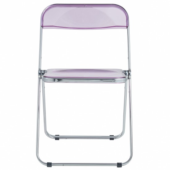 Lawrence Acrylic Folding Chair With Metal Frame, Set of 4, Magenta, LF19PU4