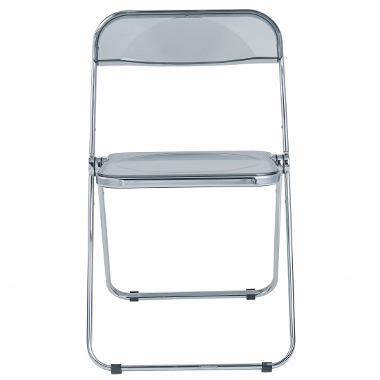 Lawrence Acrylic Folding Chair With Metal Frame, Transparent Black, LF19TBL