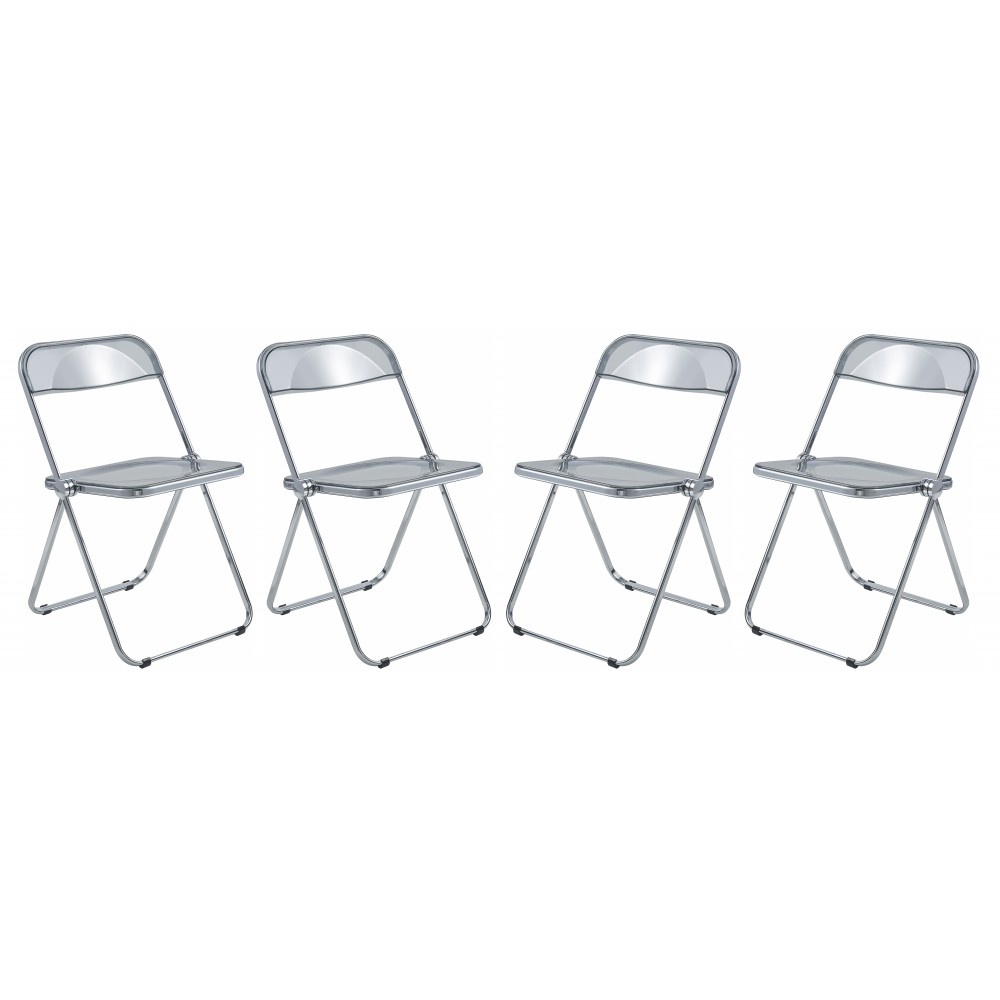 Acrylic Folding Chair, Metal Frame, Set of 4, Transparent Black, LF19TBL4 Acrylic Folding Chair, Metal Frame, Set of 4, Transparent Black, LF19TBL4