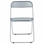 Acrylic Folding Chair, Metal Frame, Set of 4, Transparent Black, LF19TBL4