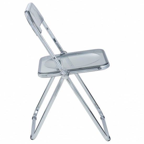 Acrylic Folding Chair, Metal Frame, Set of 4, Transparent Black, LF19TBL4
