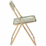 Lawrence Acrylic Folding Chair With Gold Metal Frame, Set of 2, Amber, LFG19A2