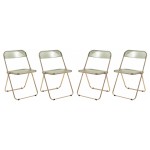 Lawrence Acrylic Folding Chair With Gold Metal Frame, Set of 4, Amber, LFG19A4