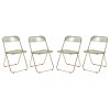 Lawrence Acrylic Folding Chair With Gold Metal Frame, Set of 4, Amber, LFG19A4