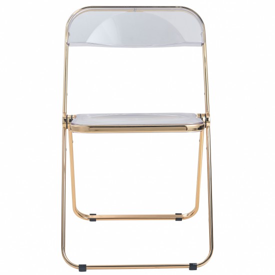 Lawrence Acrylic Folding Chair With Gold Metal Frame, Set of 2, Clear, LFG19CL2