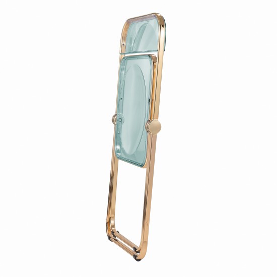 Lawrence Acrylic Folding Chair With Gold Metal Frame, Jade Green, LFG19G