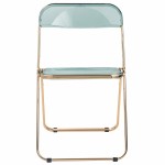 Lawrence Acrylic Folding Chair, Gold Metal Frame, Set of 2, Jade Green, LFG19G2