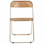 Lawrence Acrylic Folding Chair, Gold Metal Frame, Set of 2, Tangerine, LFG19OR2