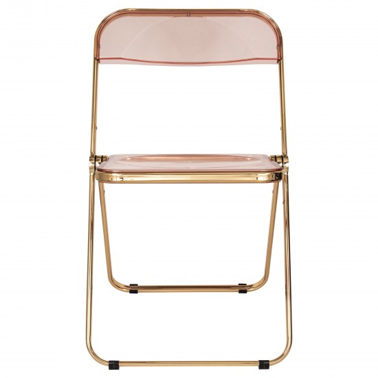 Lawrence Acrylic Folding Chair With Gold Metal Frame, Rose Pink, LFG19PK