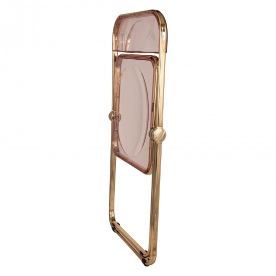 Lawrence Acrylic Folding Chair With Gold Metal Frame, Rose Pink, LFG19PK