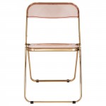 Lawrence Acrylic Folding Chair, Gold Metal Frame, Set of 2, Rose Pink, LFG19PK2