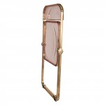 Lawrence Acrylic Folding Chair, Gold Metal Frame, Set of 2, Rose Pink, LFG19PK2