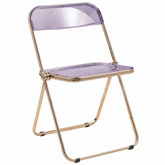 Lawrence Acrylic Folding Chair With Gold Metal Frame, Magenta, LFG19PU