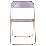 Lawrence Acrylic Folding Chair, Gold Metal Frame, Set of 2, Magenta, LFG19PU2