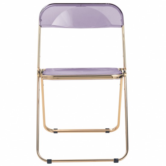 Lawrence Acrylic Folding Chair, Gold Metal Frame, Set of 2, Magenta, LFG19PU2