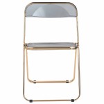 Acrylic Folding Chair, Gold Metal Frame, Set of 4, Transparent Black, LFG19TBL4