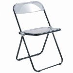 Lawrence Acrylic Folding Chair With Black Metal Frame, Black, LFCL19BL